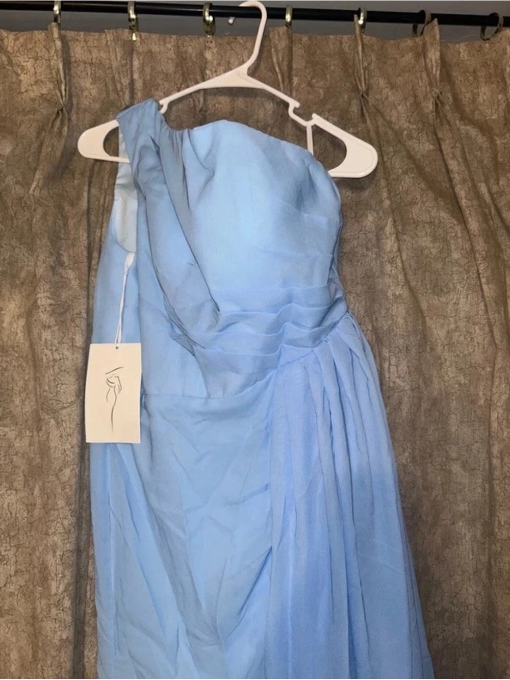 Amazon Light Blue One-Shoulder Chiffon Evening Gown